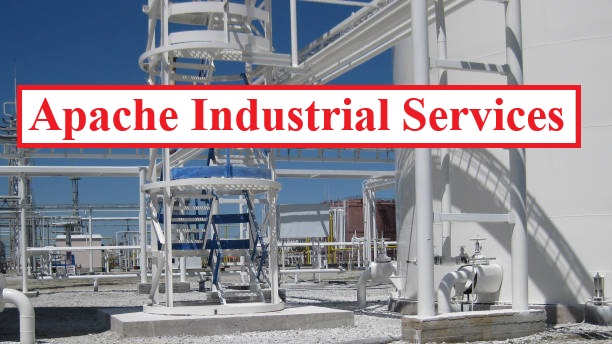 Apache industrial services construction site with scaffolding and workers