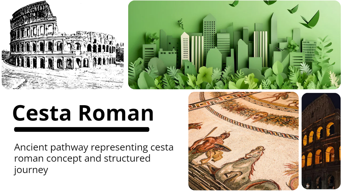 Ancient pathway representing cesta roman concept and structured journey